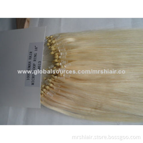 18-inch European Blond Silk Straight Micro Loop Ring Hair Extensions